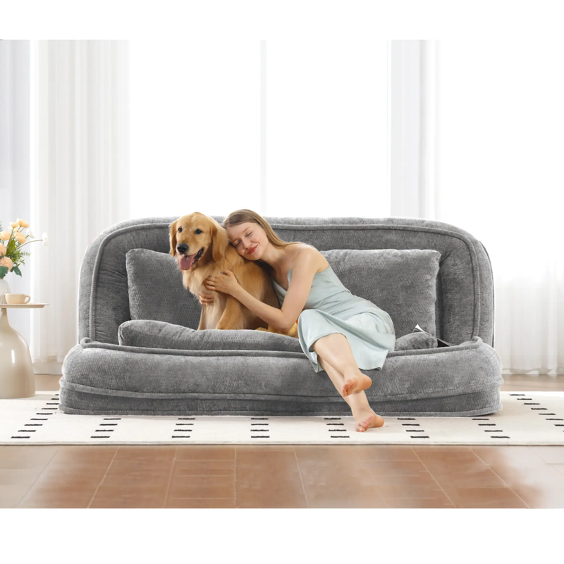 Double Human Dog Bed Loveseat - Extra Large Floor Couch by HouseOfZazla