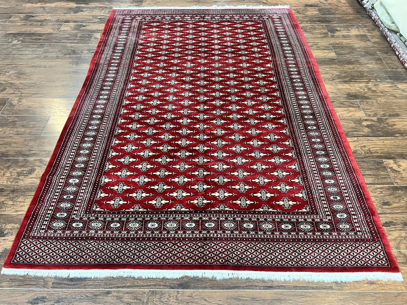 Pakistani Turkoman Bokhara Rug 6x9, Fine Wool Vintage Hand Knotted Handmade Yamud Oriental Carpet 6 x 9, Red Turkoman Rug, Tribal Rug by Jewel Rugs