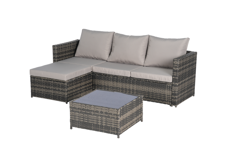 2 Pieces Patio Furniture Set with Woven Sectional and Ottoman by HouseOfZazla