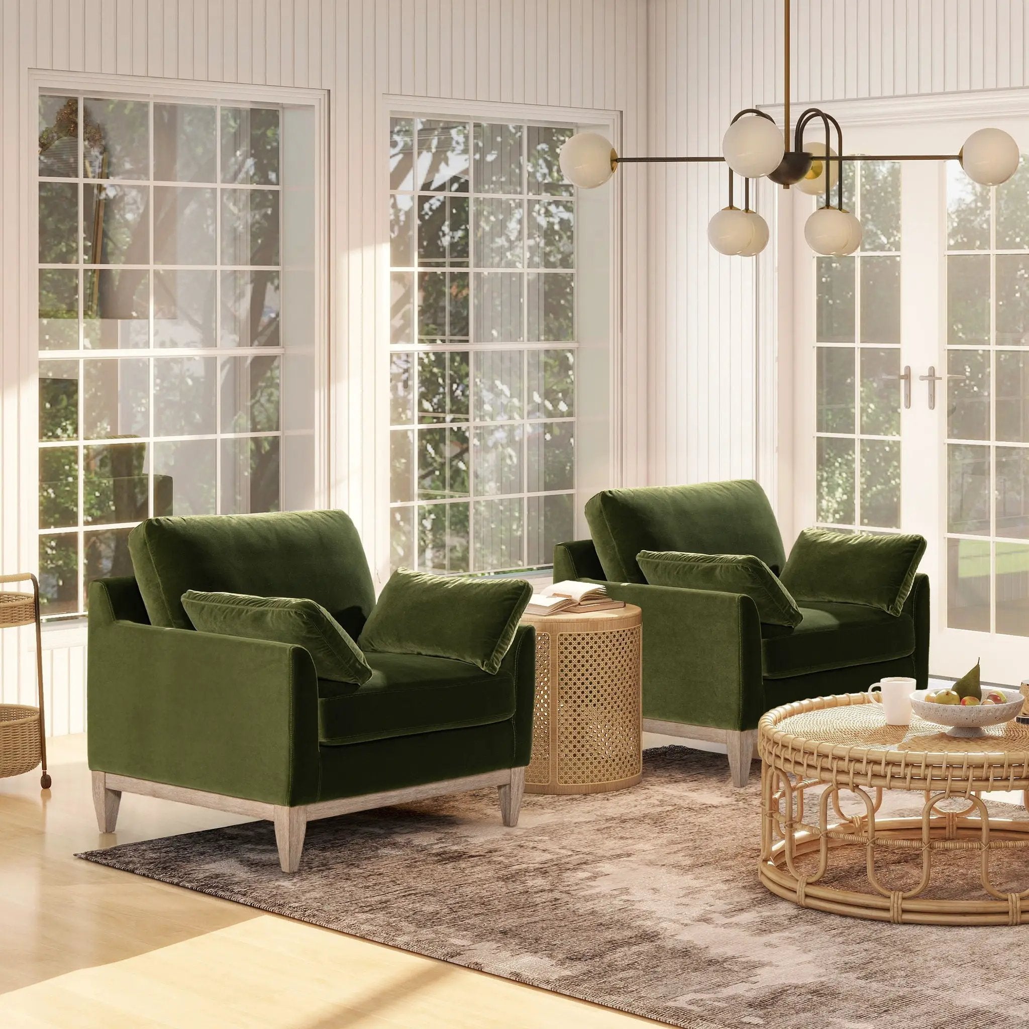 Pasadena - Wide Modern Farmhouse Accent Arm Chair - Olive Green by Unique Piece Furniture