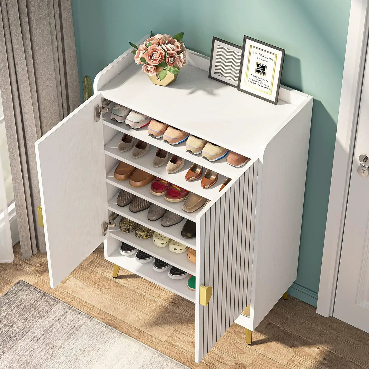 Shoe Cabinet With Doors, 7 Tier Storage Organizer by HouseOfZazla