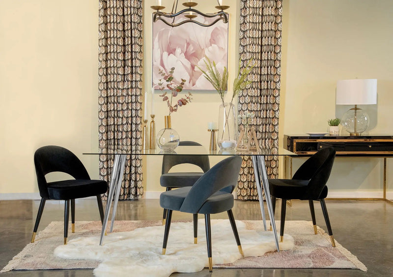 Gilman Rectangular 64-inch Glass Top Dining Table Chrome by Unique Piece Furniture