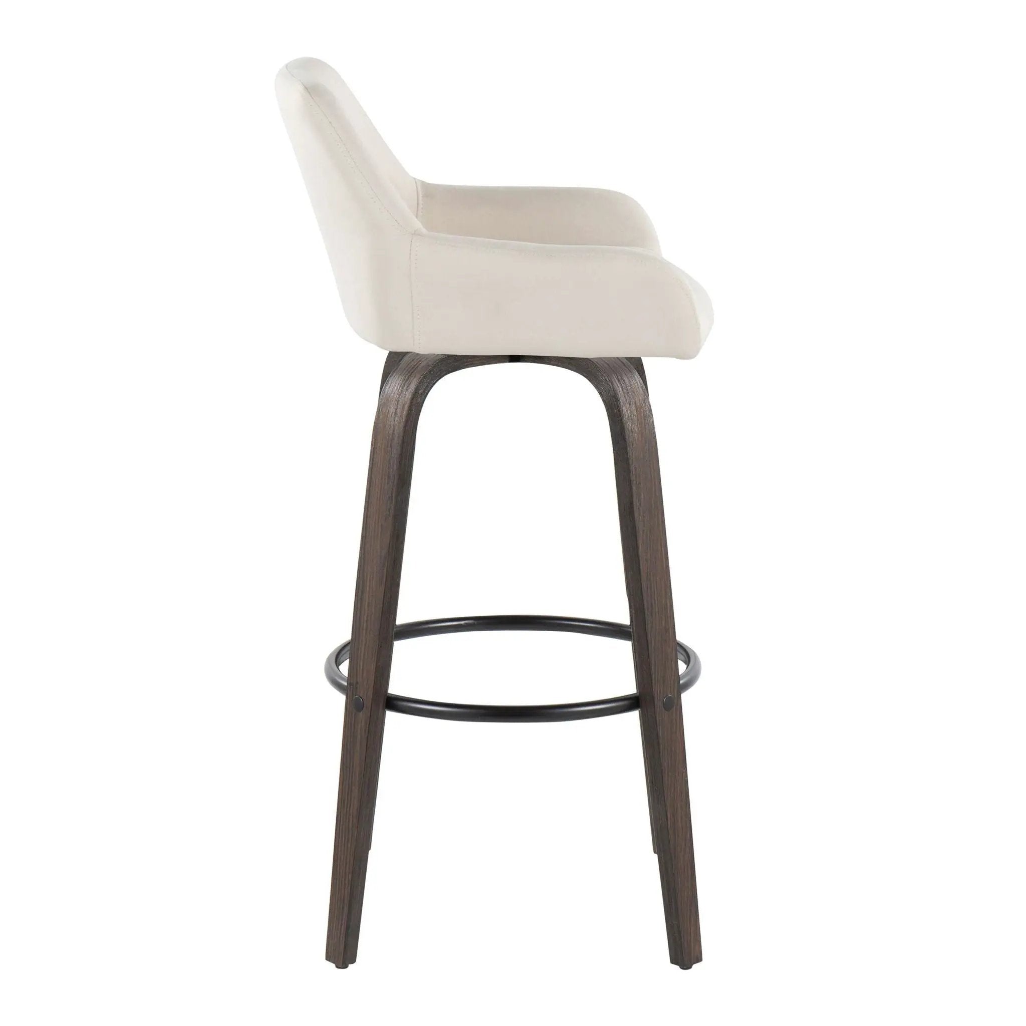 Daniella - Contemporary Fixed Height, Barstool With Swivel With Round Footrest (Set of 2) by HouseOfZazla