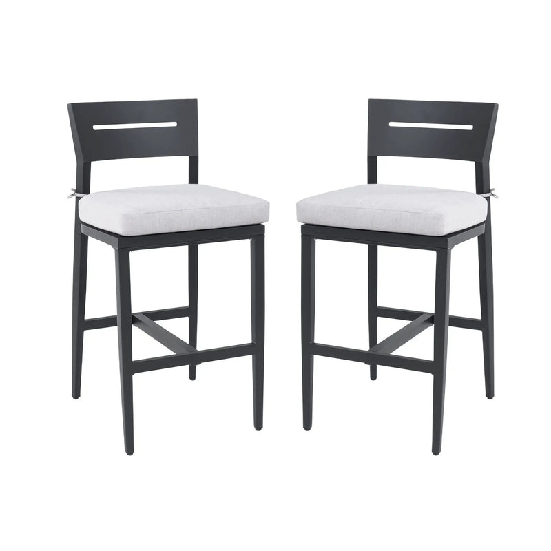 Modern Outdoor Bar Stools With Backrest And Footrest (Set of 2) by HouseOfZazla