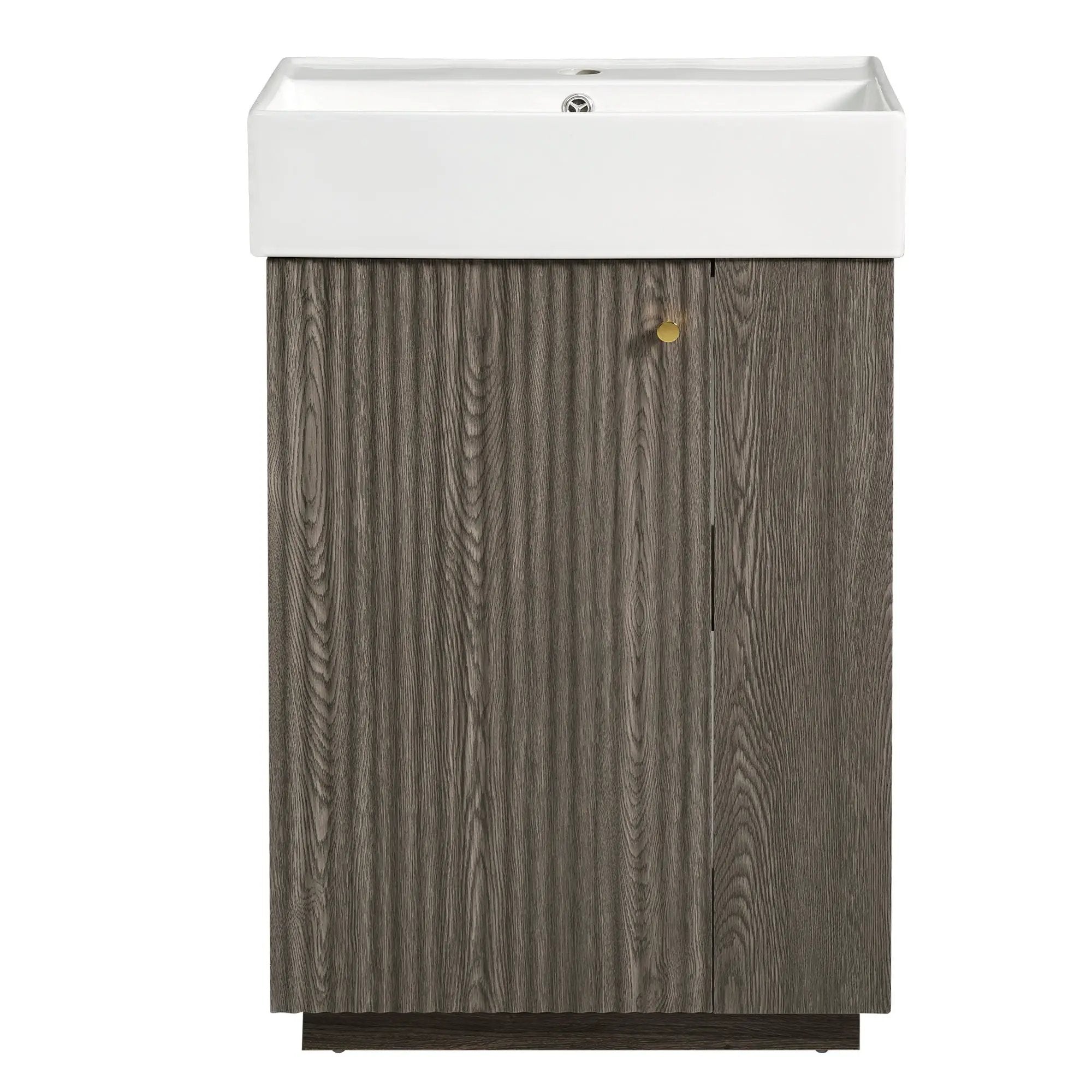 Bathroom Vanity With Sink, Freestanding Wood Grain Cabinet With Storage by Unique Piece Furniture