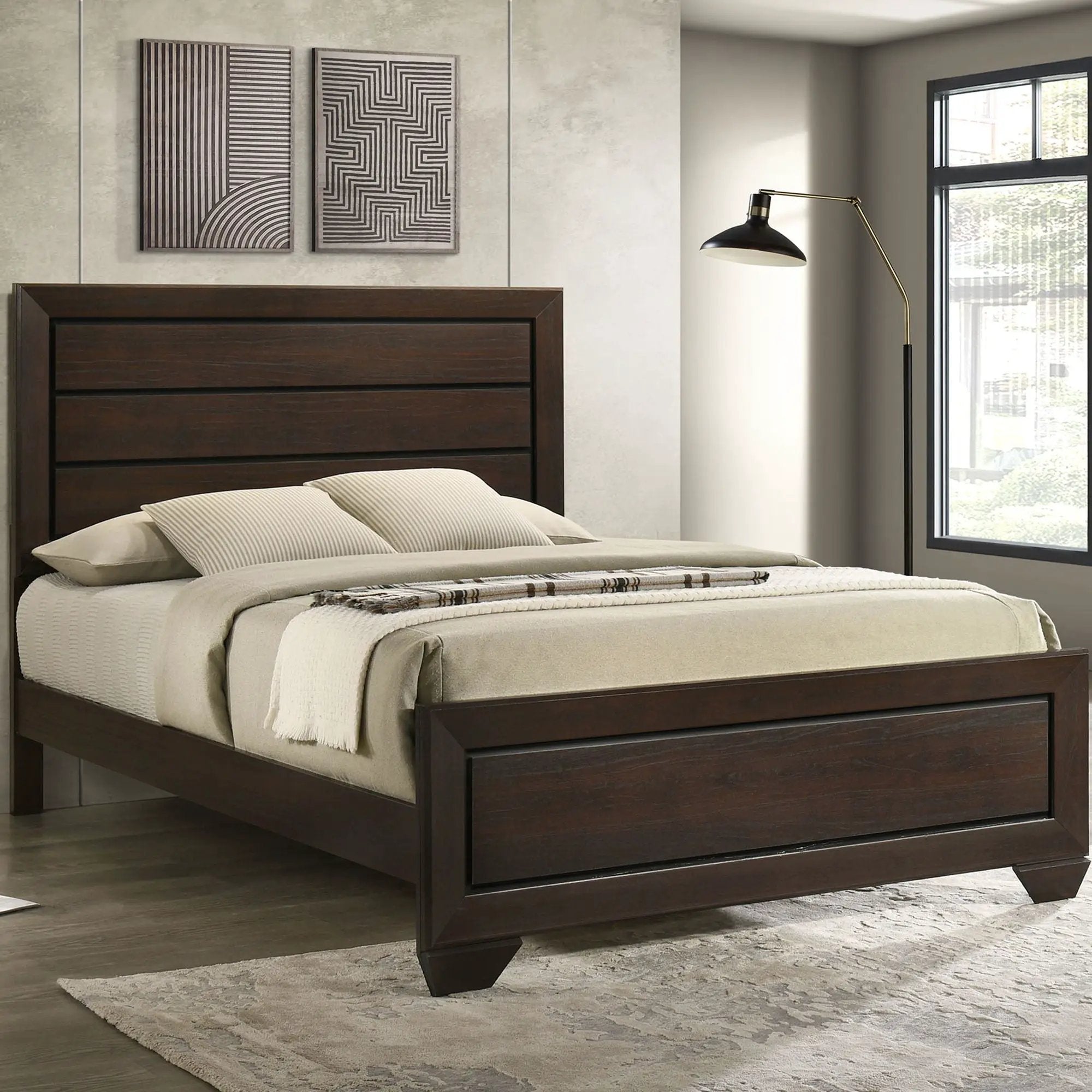 Harrison - Queen Panel Bed - Dark Brown by HouseOfZazla