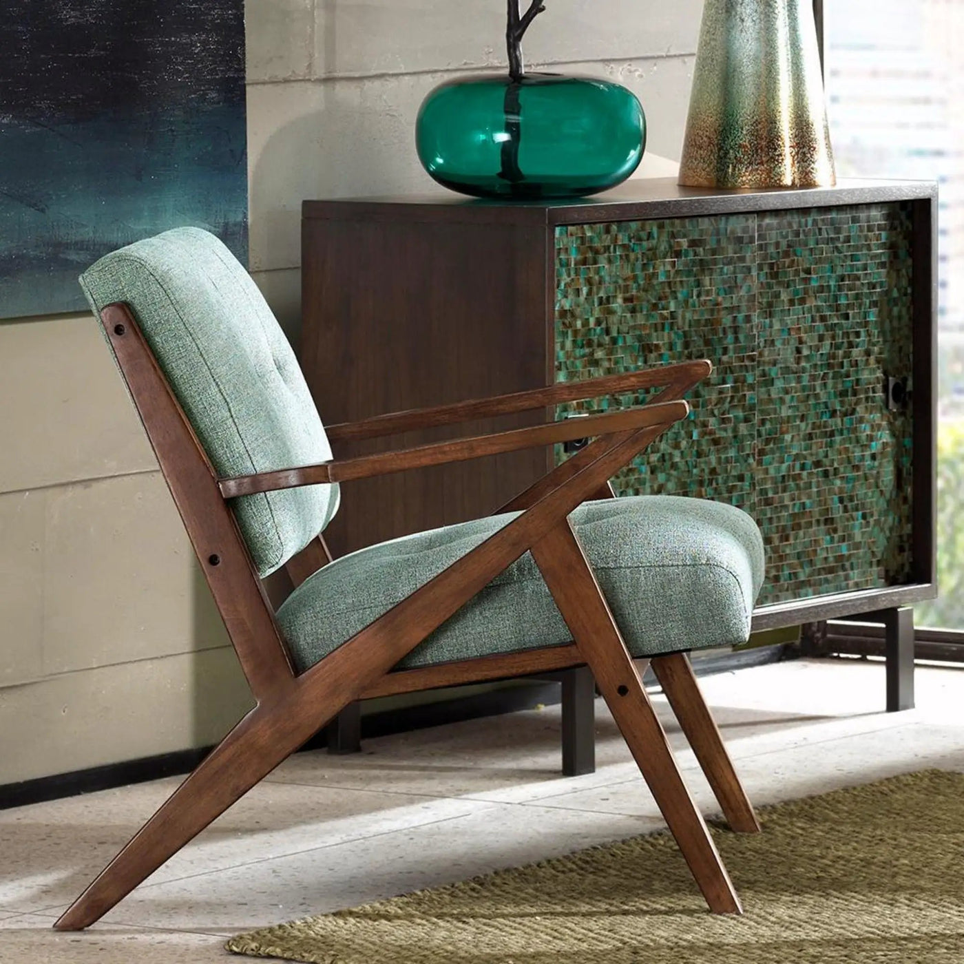 Lounge Chair With Tufted Upholstery And Solid Frame by HouseOfZazla