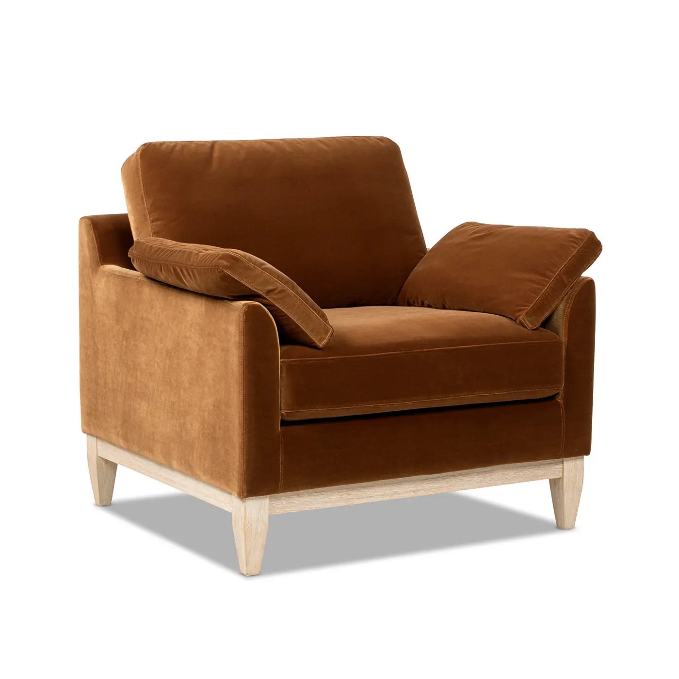 Pasadena 36" Wide Modern Farmhouse Accent Arm Chair, Burnt Orange Velvet by HouseOfZazla
