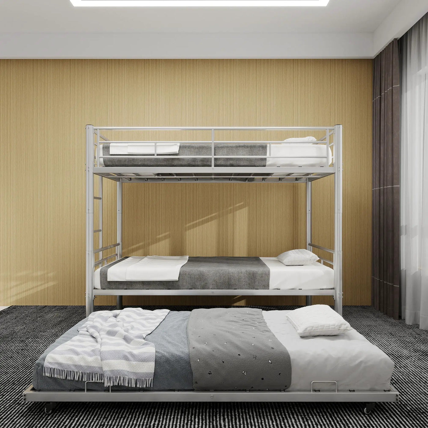 Bunk Bed For Kids, Convertible Frame With Ladders & Guardrail by HouseOfZazla