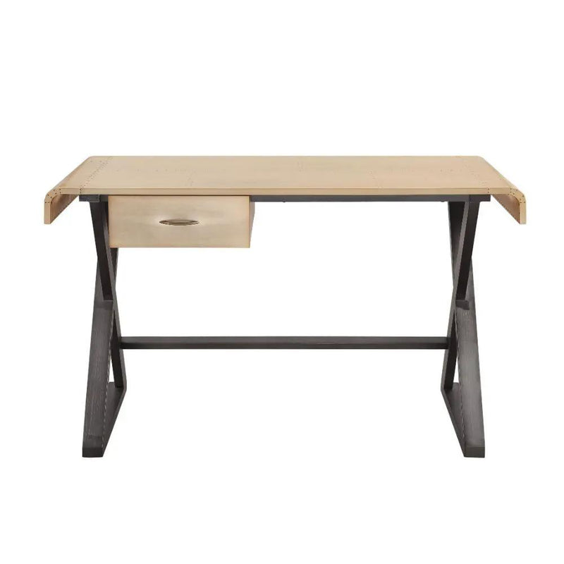 Danton - Executive Writing Desk - Gold Aluminum by Unique Piece Furniture