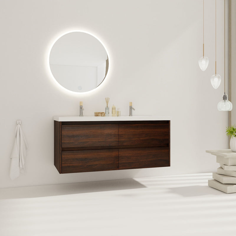 Modern Floating Bathroom Vanity With Dual Resin Sink, Soft Close Drawers by HouseOfZazla