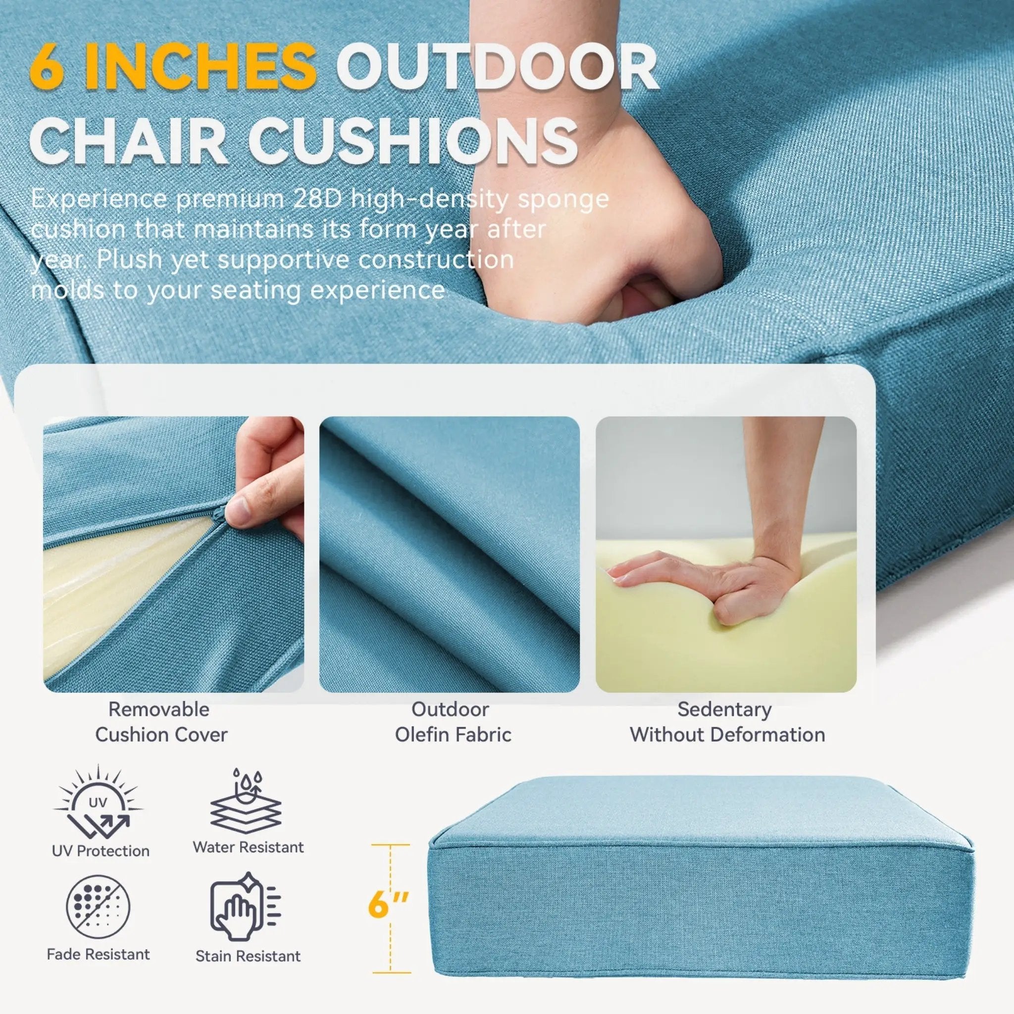 Waterproof Outdoor Cushion Set - 6" Thick by HouseOfZazla