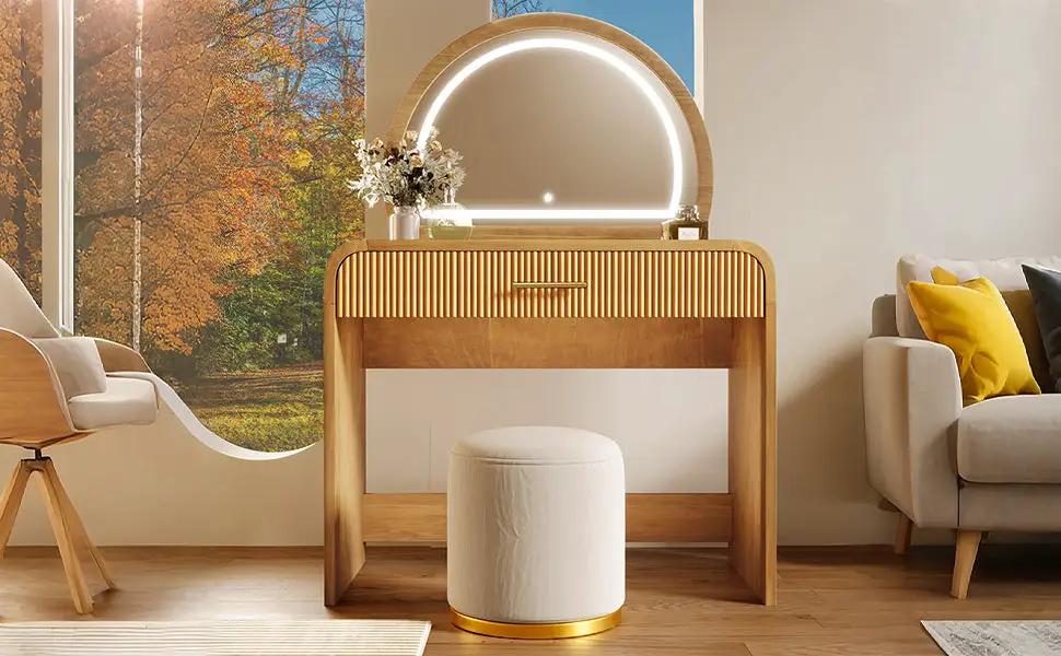 39" Makeup Vanity Table with Mirror Touch Screen Lighted Mirror by HouseOfZazla