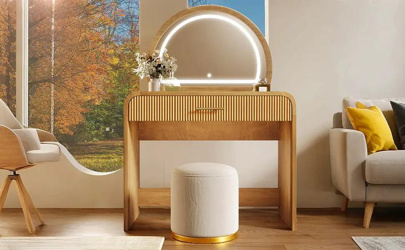 39" Makeup Vanity Table with Mirror Touch Screen Lighted Mirror by HouseOfZazla