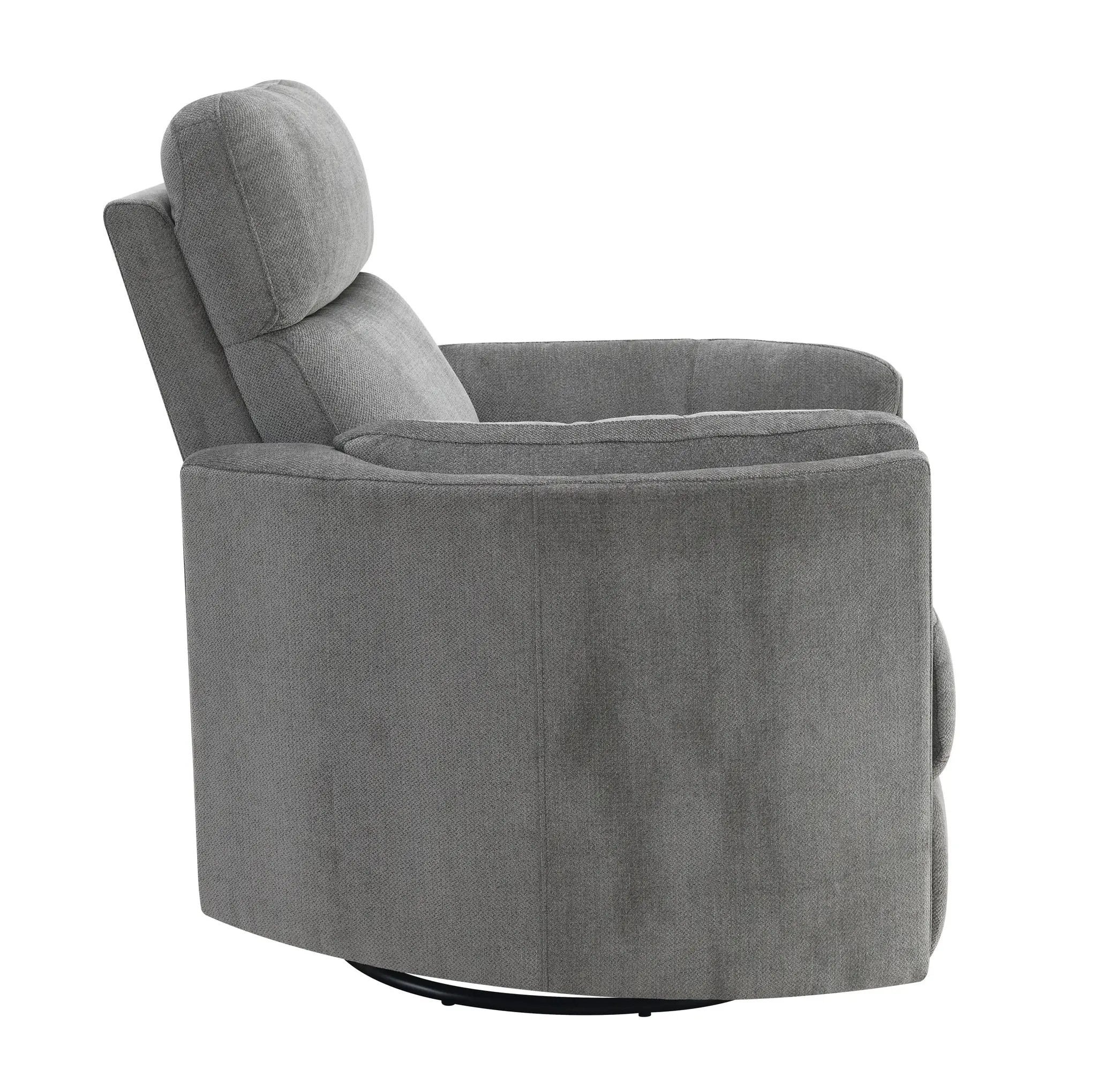 Sagen Charcoal Chenille Glider Recliner with Swivel by HouseOfZazla