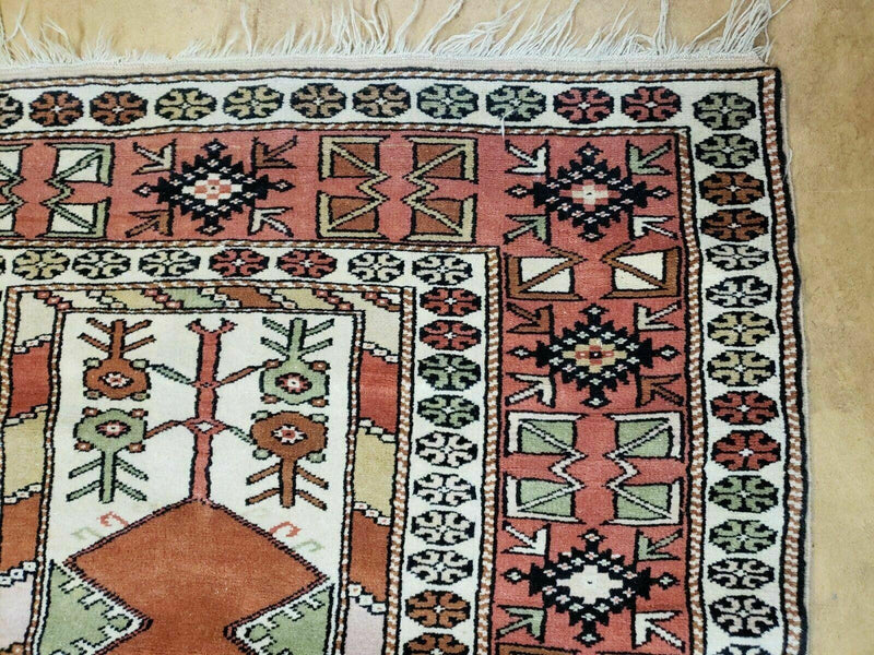 4' X 7' Antique Handmade Turkish Melas Oushak Wool Rug by Jewel Rugs