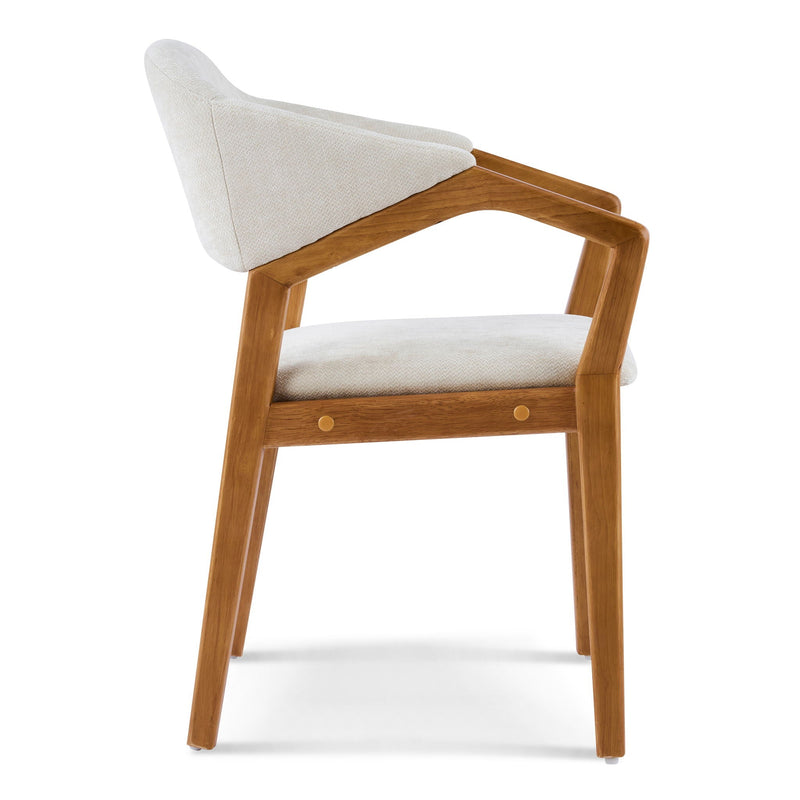 Indoor Upholstered Dining Armchair (Set of 2) - Beige / Teak by HouseOfZazla
