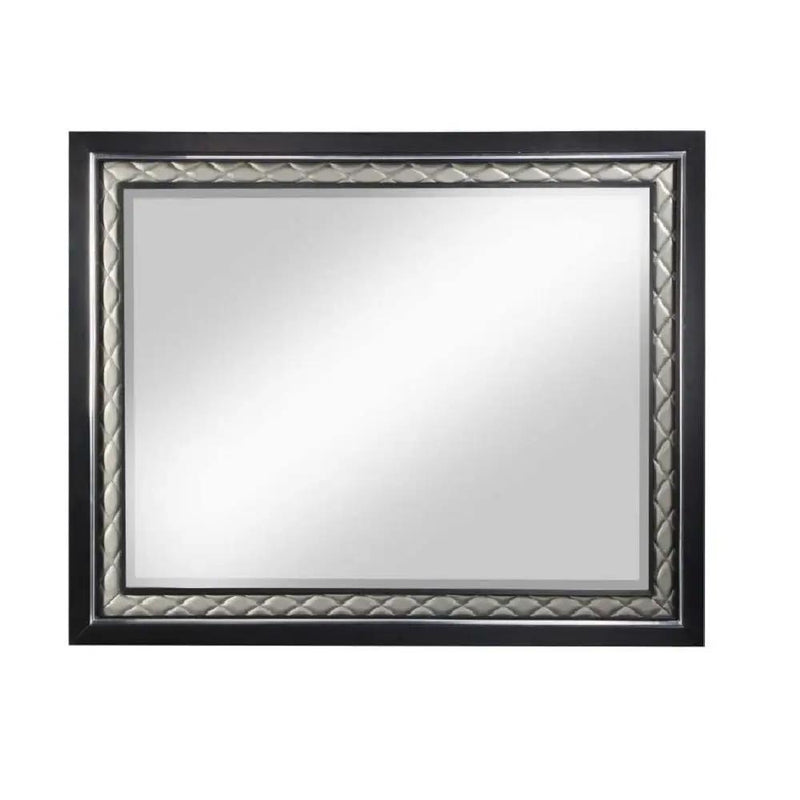 Nicola - Mirror - Silver Synthetic Leather & Black by Unique Piece Furniture