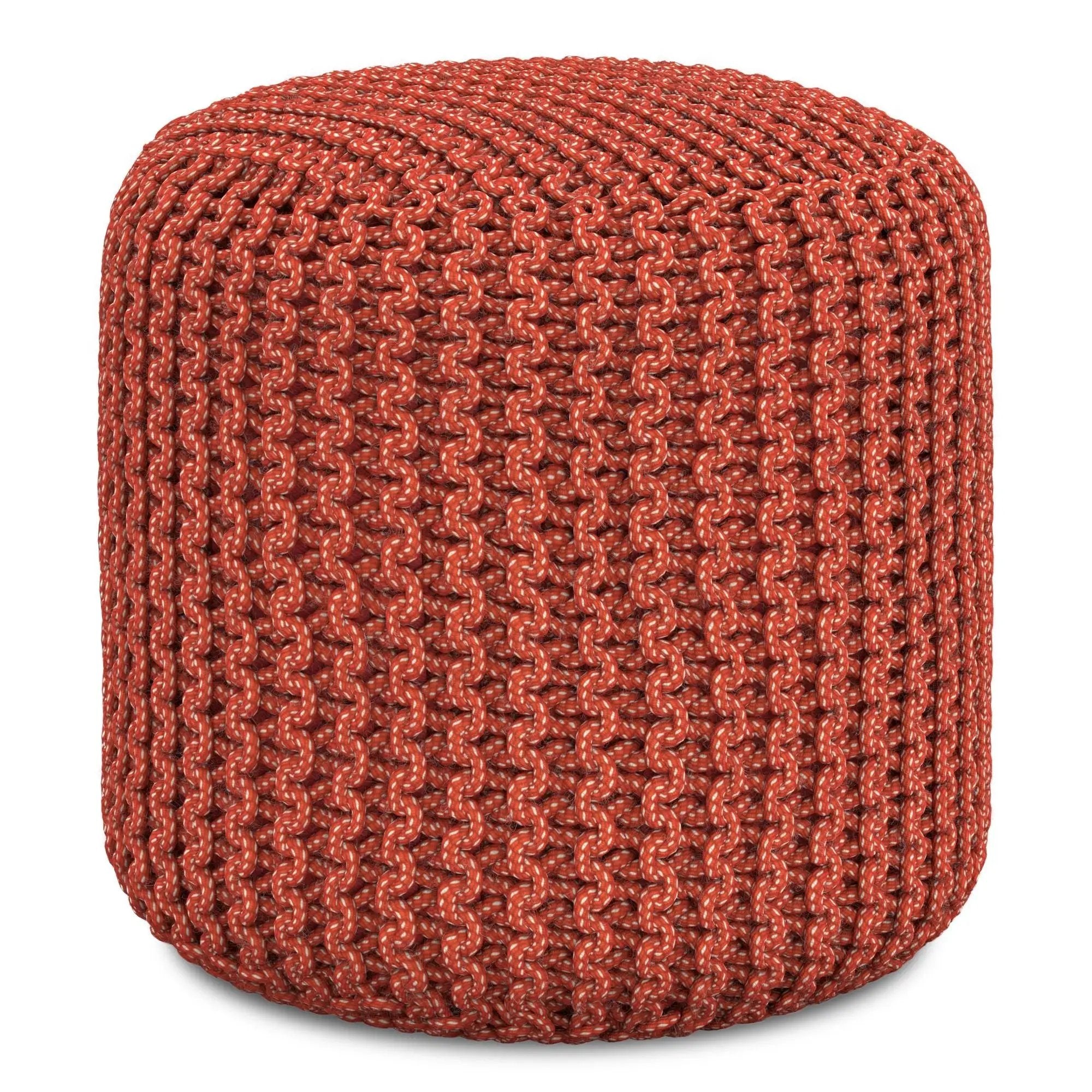 Wynne - Round Knitted Outdoor / Indoor Pouf - Orange by Unique Piece Furniture