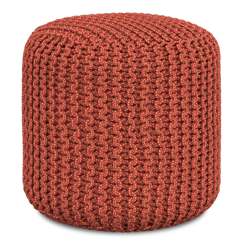 Wynne - Round Knitted Outdoor / Indoor Pouf - Orange by Unique Piece Furniture
