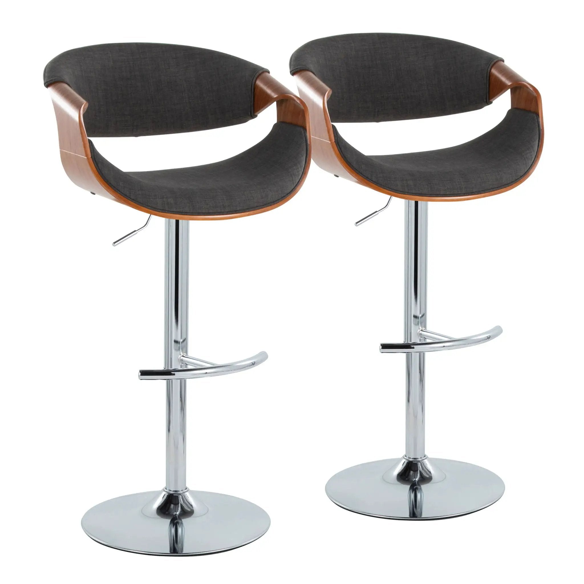 Curvo - Mid Century Modern Adjustable Barstool With Swivel With Rounded T Footrest (Set of 2) by HouseOfZazla