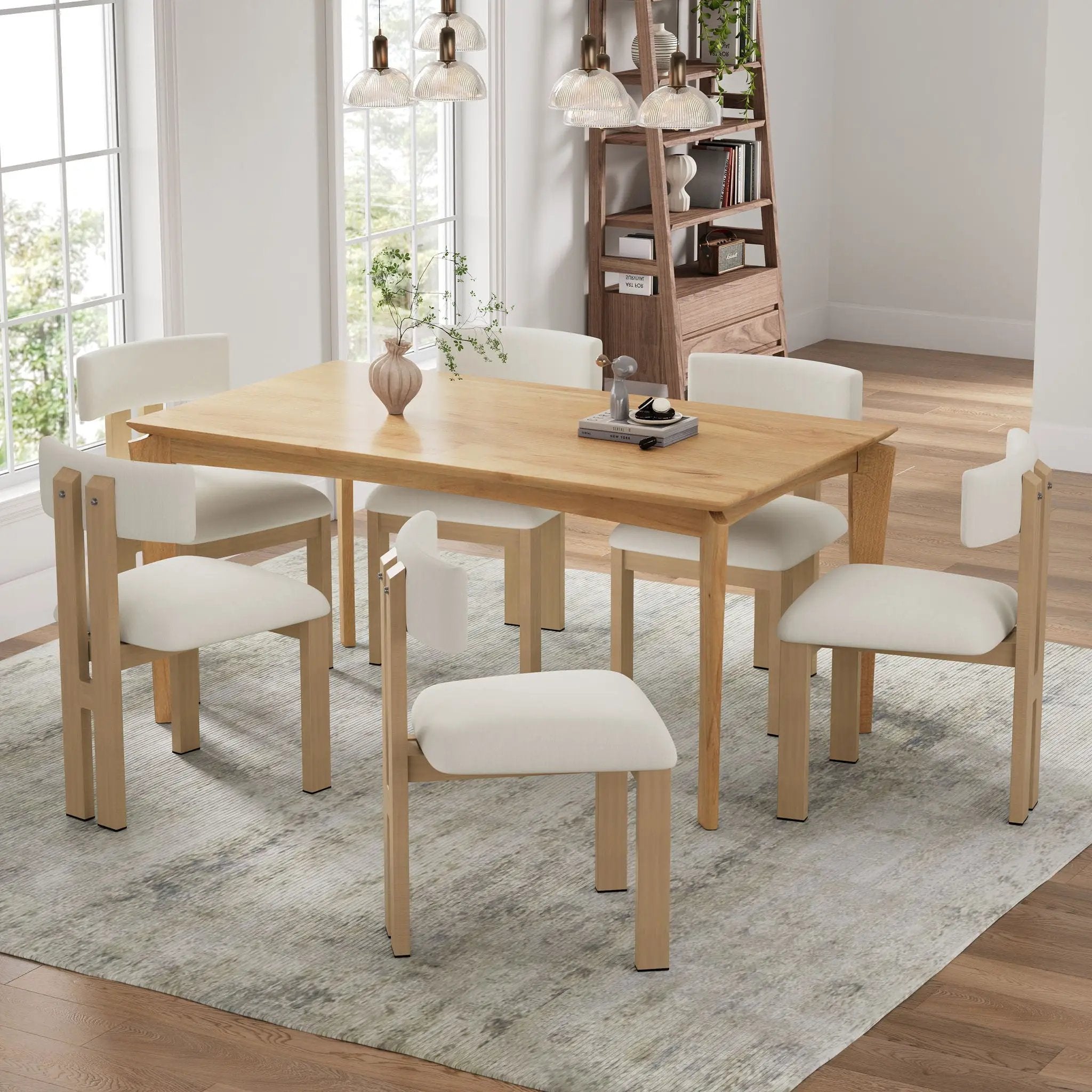 7 Piece Dining Set With Upholstered Armless Chairs And Table by HouseOfZazla
