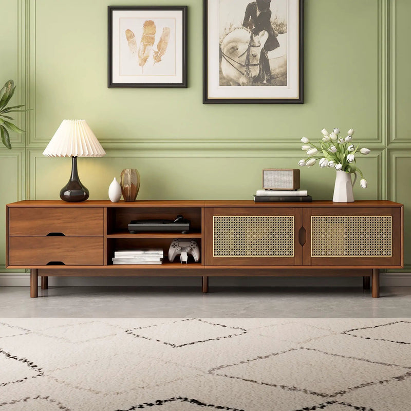 TV Stand For TVs Up To 85", Media Console With 2 Drawers - Walnut by Unique Piece Furniture