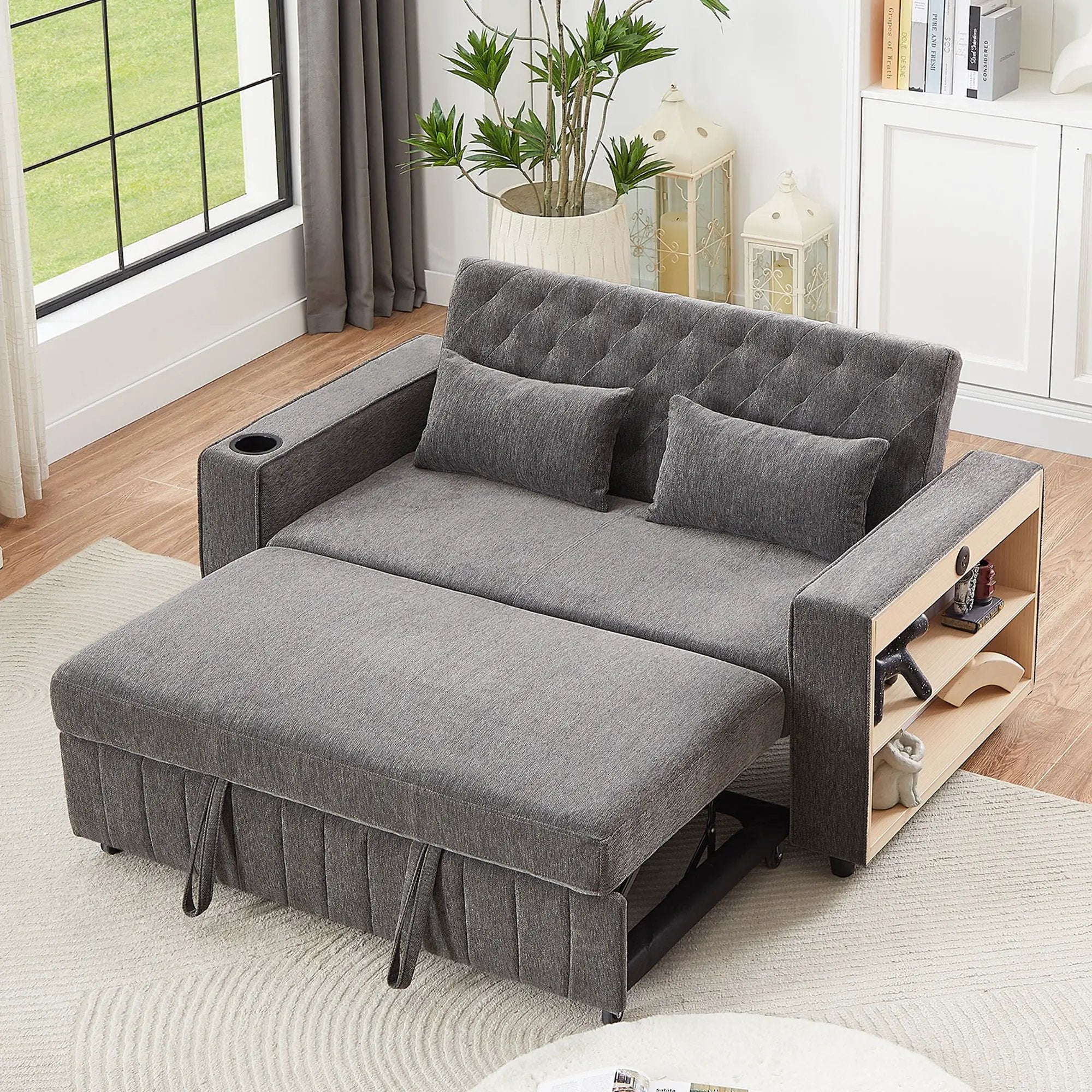 Pull-Out Sofa Bed Convertible Couch With Adjustable Backrest For Living Room by HouseOfZazla