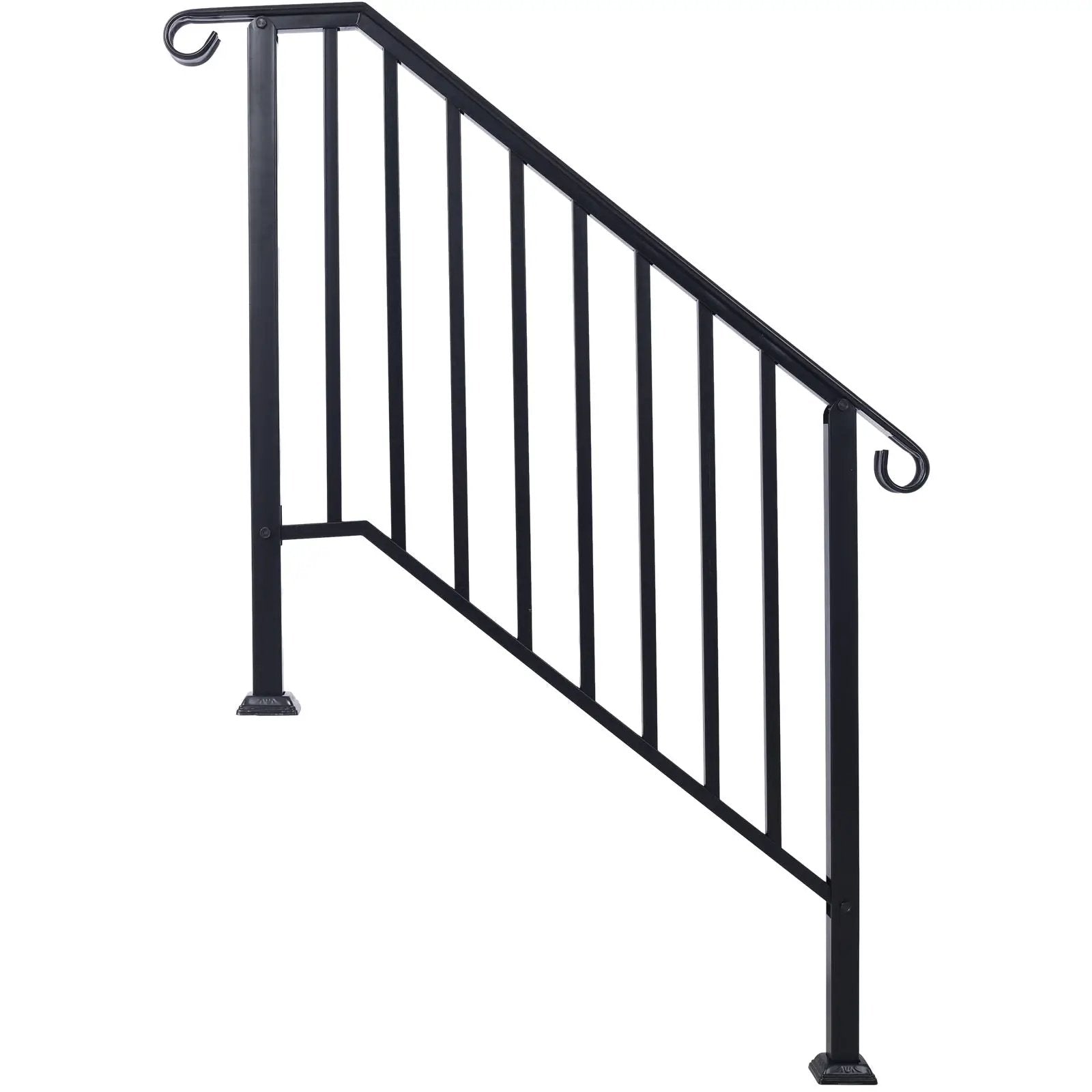 Handrails For Outdoor Steps, Fit 2 Or 3 Steps Outdoor Stair Railing, Wrought Iron Handrail, Flexible Porch Railing, Transitional Handrails For Concrete Steps Or Wooden Stairs by Unique Piece Furniture