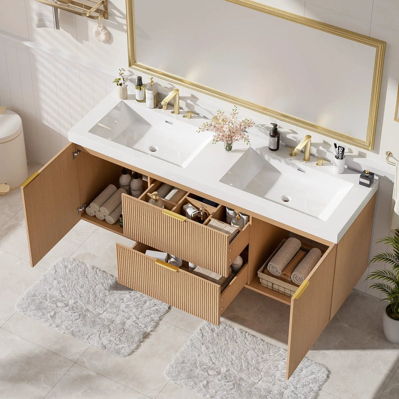 Modern Wall Mounted Bathroom Vanity, Soft Close Doors by Unique Piece Furniture