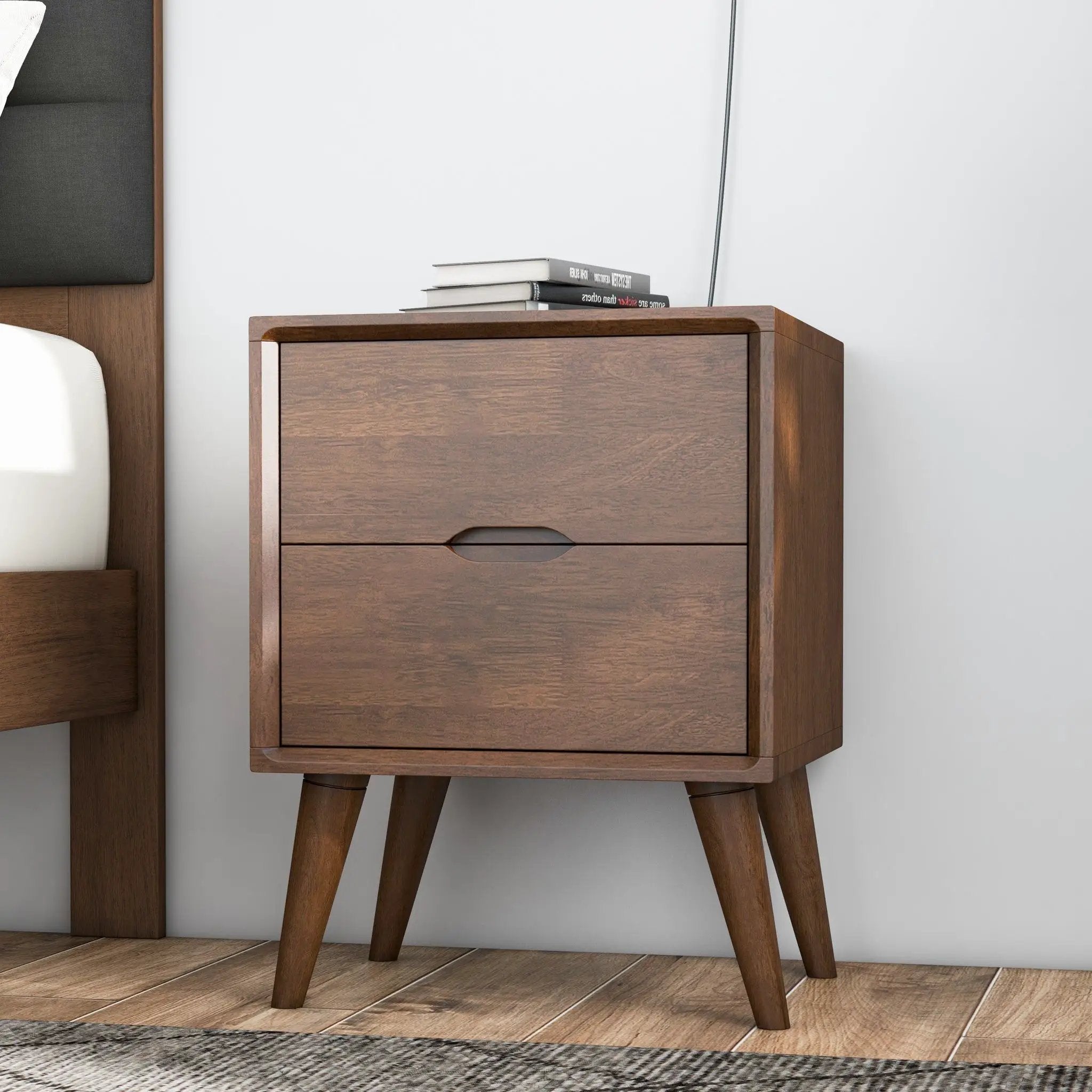 Alexandra - Night Stand With 2 Drawers - Walnut Brown by HouseOfZazla