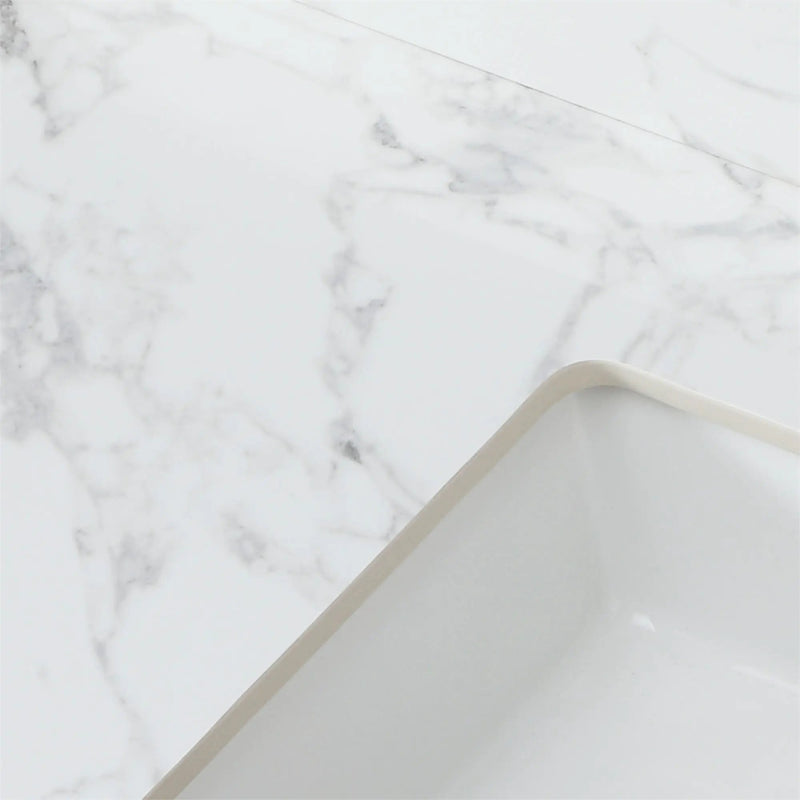 Elegant Sintered Stone Bathroom Vanity Top With Rectangular Undermount Ceramic Sink by HouseOfZazla