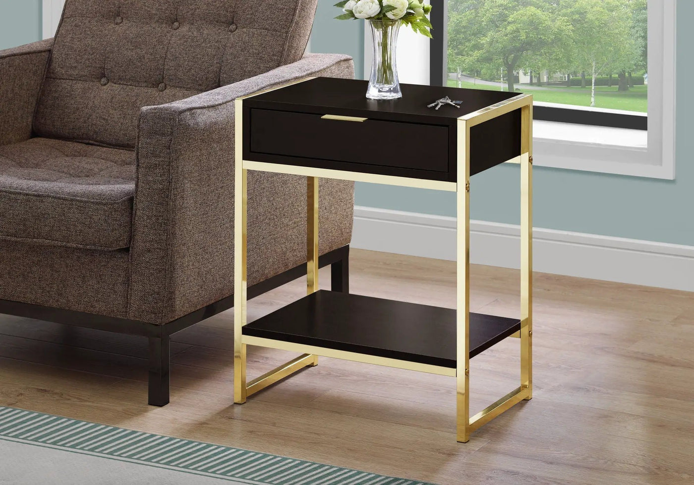 Accent Side Table, Storage Drawer, Spacious Tabletop by HouseOfZazla
