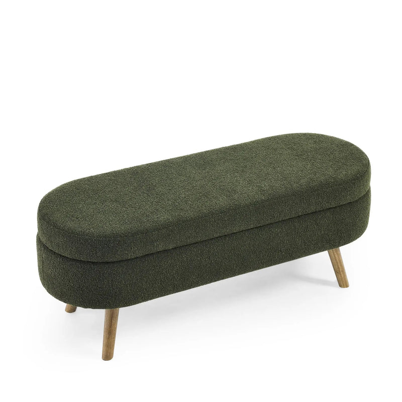 Ottoman Oval Storage Bench With Rubber Wood Legs by Unique Piece Furniture