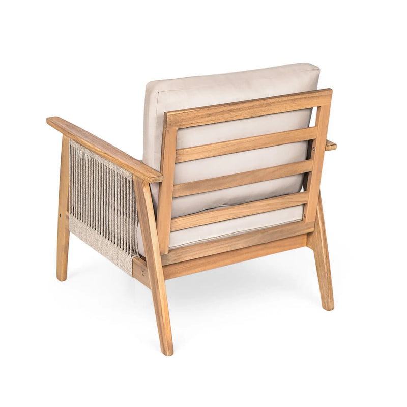 Outdoor Acacia Wood and Rope Patio Chair with Cushions (Set of 2) by HouseOfZazla