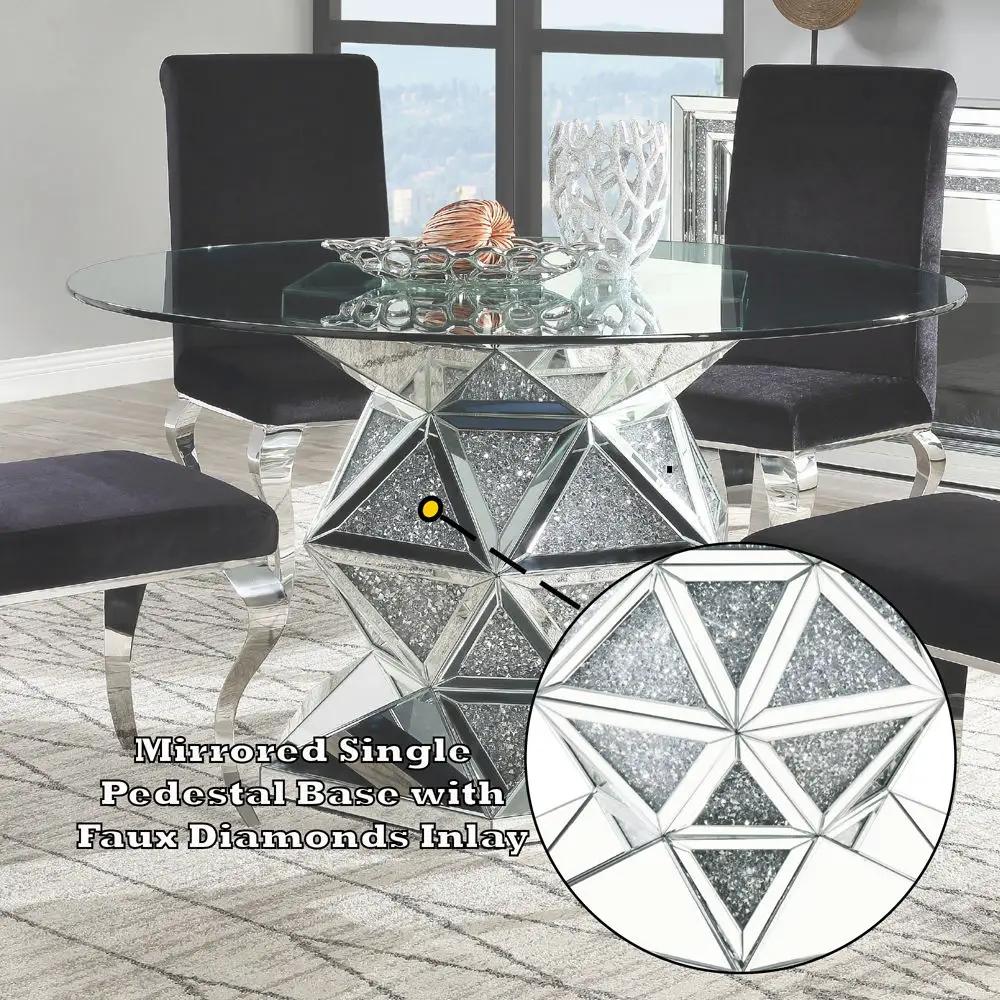 Noralie - 52" Round Dining Table - Mirrored & Faux Diamonds by Unique Piece Furniture