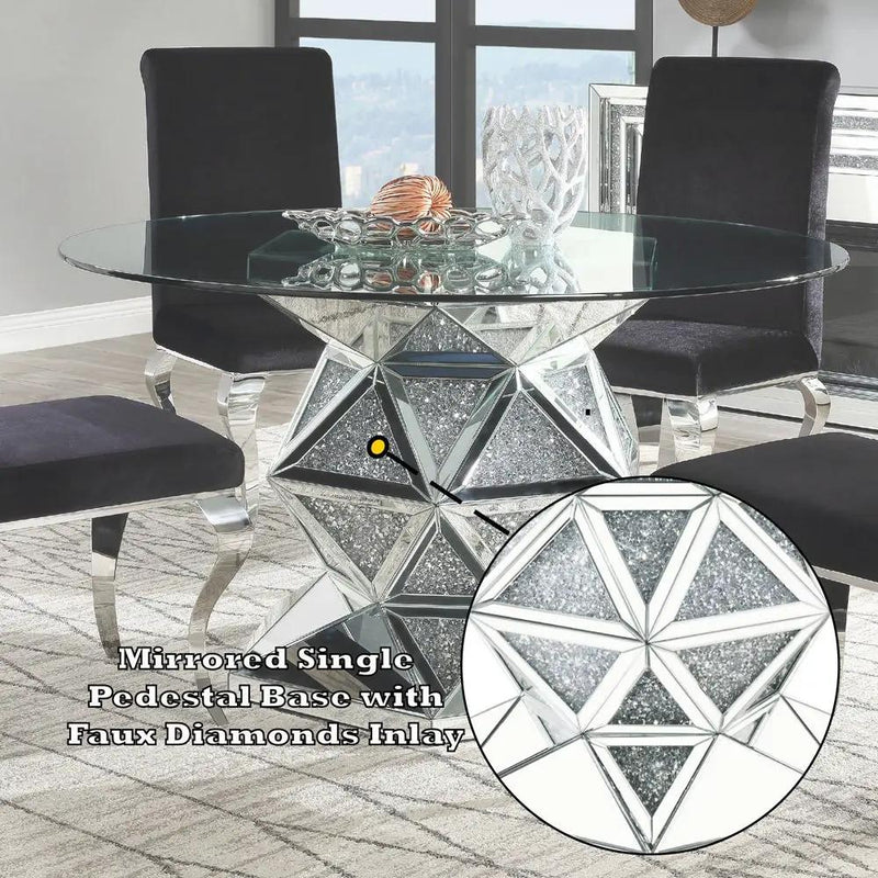 Noralie - 52" Round Dining Table - Mirrored & Faux Diamonds by Unique Piece Furniture