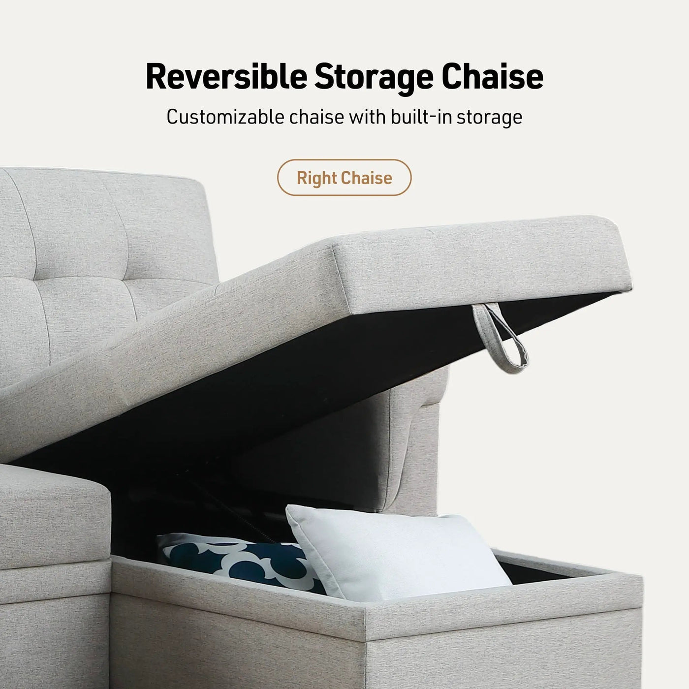 Lucca - Reversible Sleeper Sectional Sofa With Storage Chaise by Unique Piece Furniture