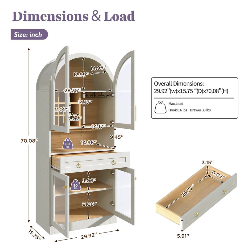 70" Tall Arched Bar Cabinet by HouseOfZazla