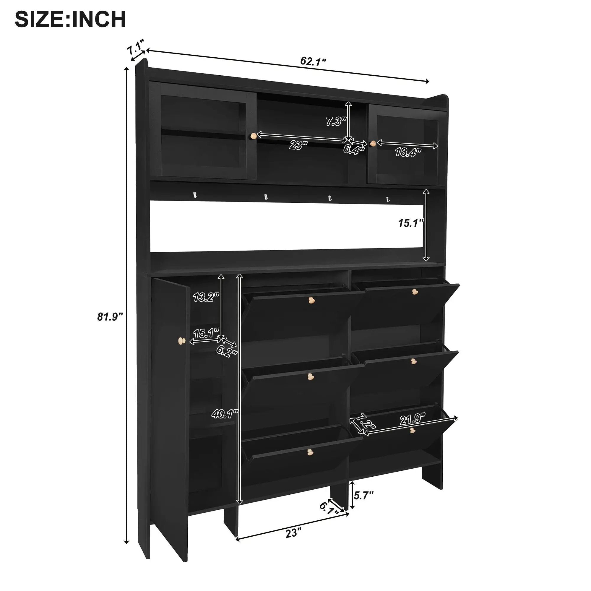 On Trend Multifunctional Tipping Bucket Shoe Cabinet With Storage Shelf & 6 Flip Drawers by Unique Piece Furniture