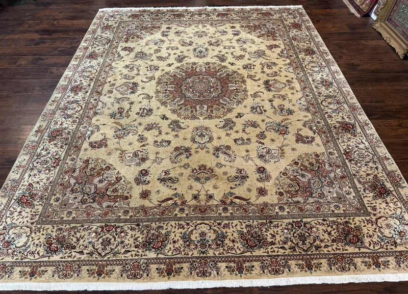 Sino Persian Rug 8x10, Wool and Silk Highlights, 290 KPSI, Floral Medallion by Jewel Rugs