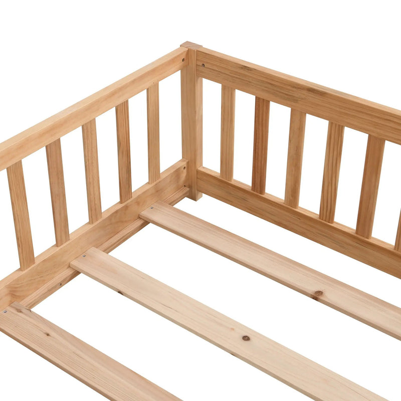 Solid Floor Bed With Door And Fence For Children by HouseOfZazla