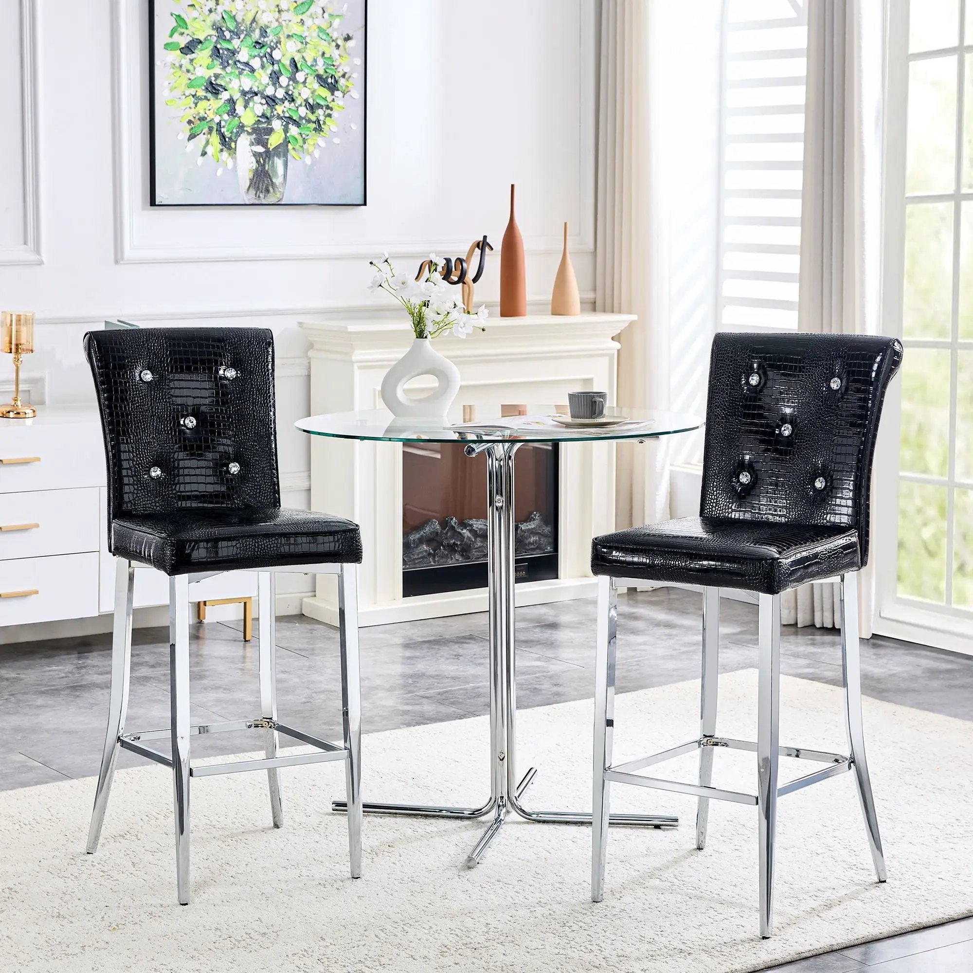 Bar Chairs & Crystal Clasp Design (Set of 2)