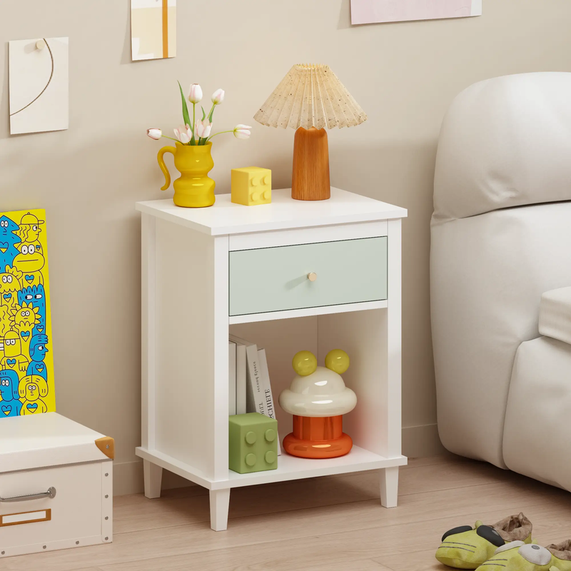 26.77''H Wooden Nightstand with One Drawer and One Shelf by HouseOfZazla