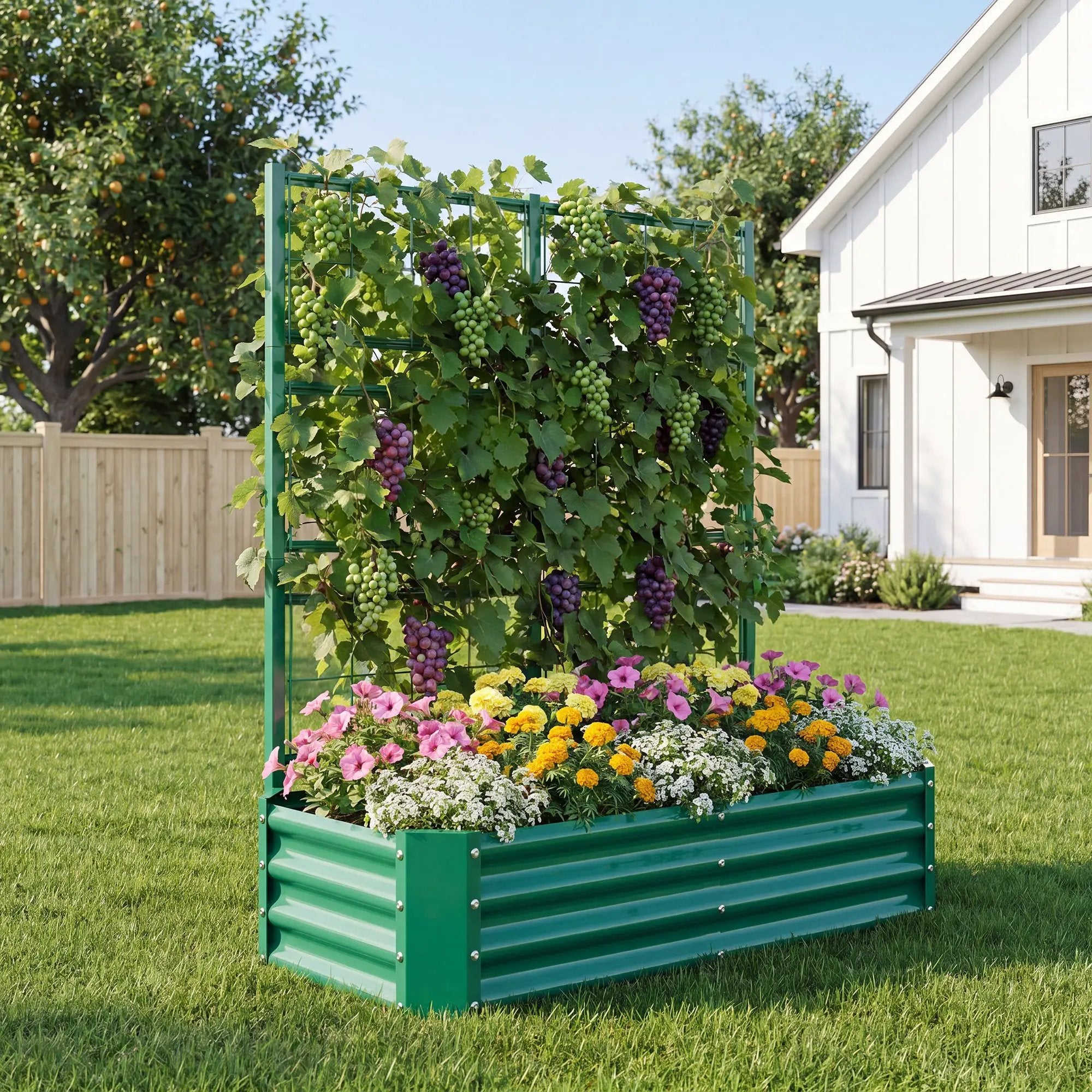 4x2x1FT Galvanized Raised Garden Bed with Arch Trellis by HouseOfZazla