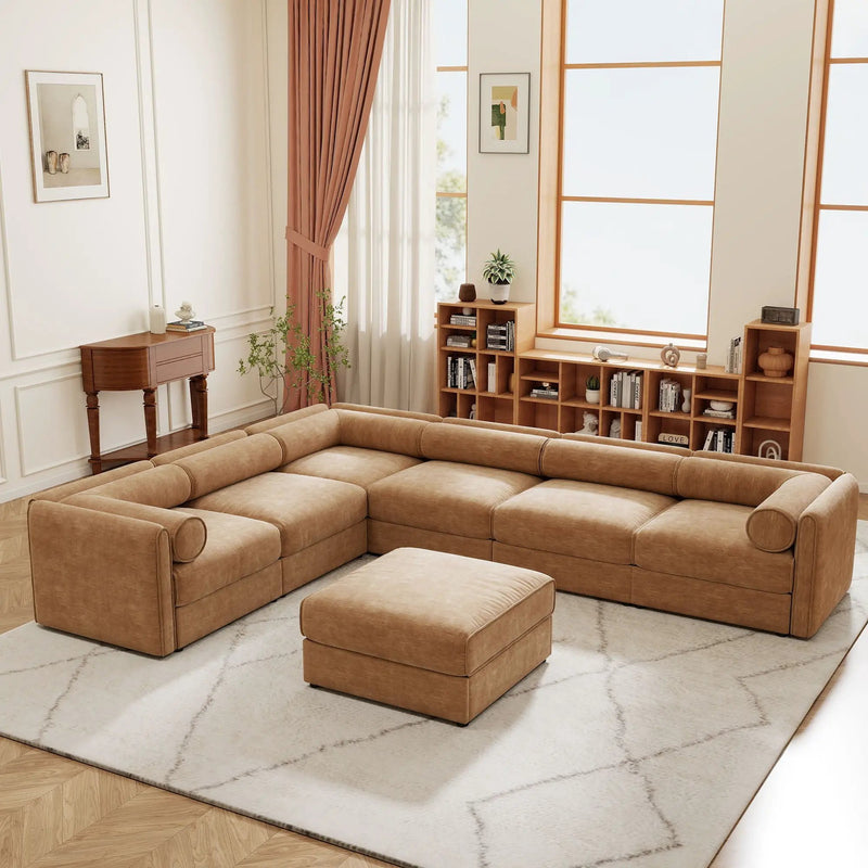 Contemporary Elegant Sofa With Storage And Ottoman by Unique Piece Furniture