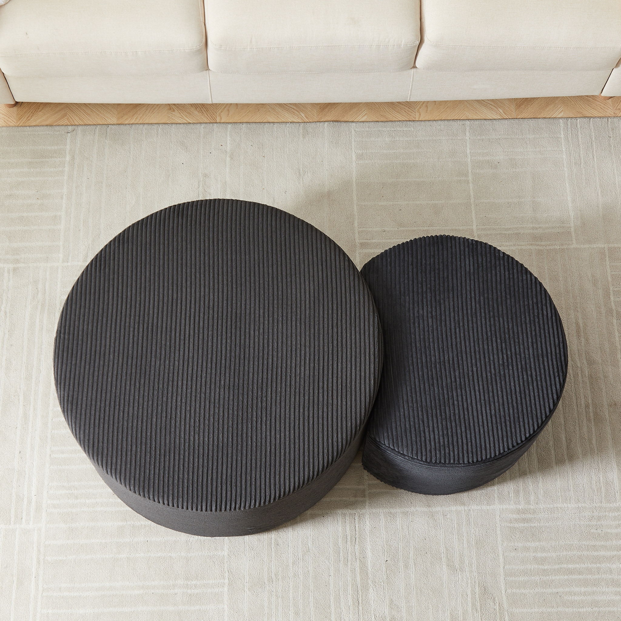 Modern Upholstered Round Coffee Table For Living Room (Set of 2) by HouseOfZazla