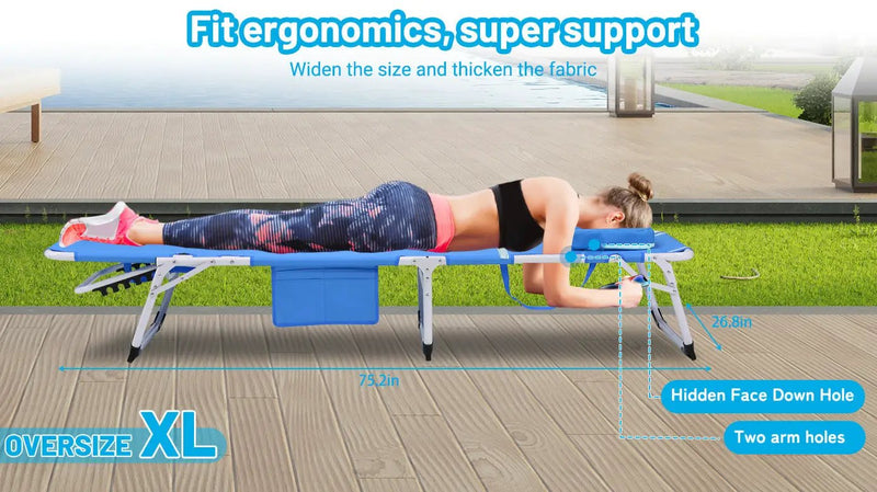 3-in-1 Heavy Duty Tanning Chair with Face Hole Adjustable, photo 3 of 10