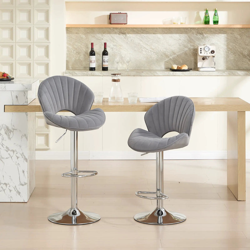 Bar Stools Set of 2 - Adjustable Barstools with Back and Footrest by HouseOfZazla