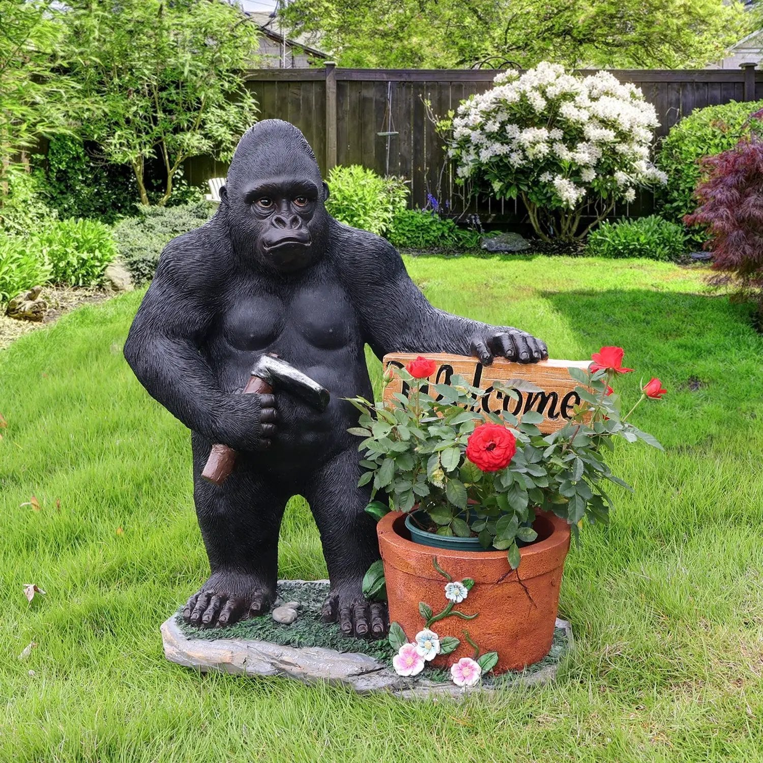 Outdoor Garden Sculpture Chimpanzees Flower Pot Planter by HouseOfZazla